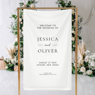 Simple Modern Black and White Wedding Welcome Banner