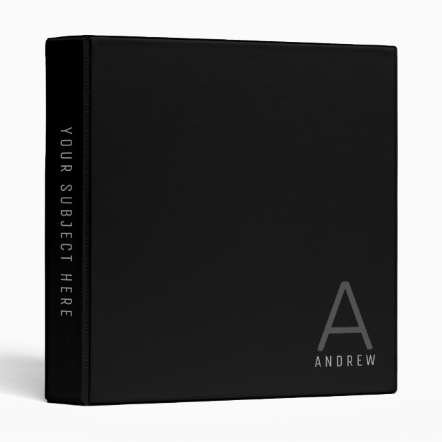 Simple Modern Black Binder Name Professional Look (Front/Spine)