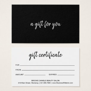 Simple Modern Black Business Gift Certificate