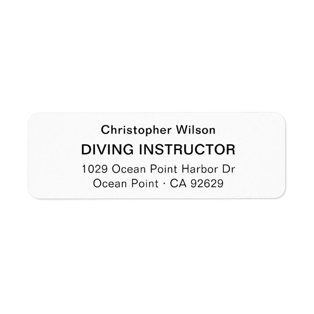 Simple Modern Black Business Return Address Label (Front)