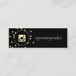 Simple Modern Black,Dots, Gold Instagram Mini Business Card