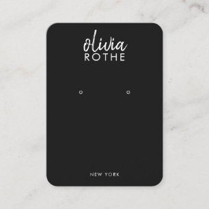 Simple Modern Black Earring Display  Business Card