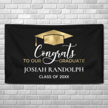Simple Modern Black Gold Graduation Banner