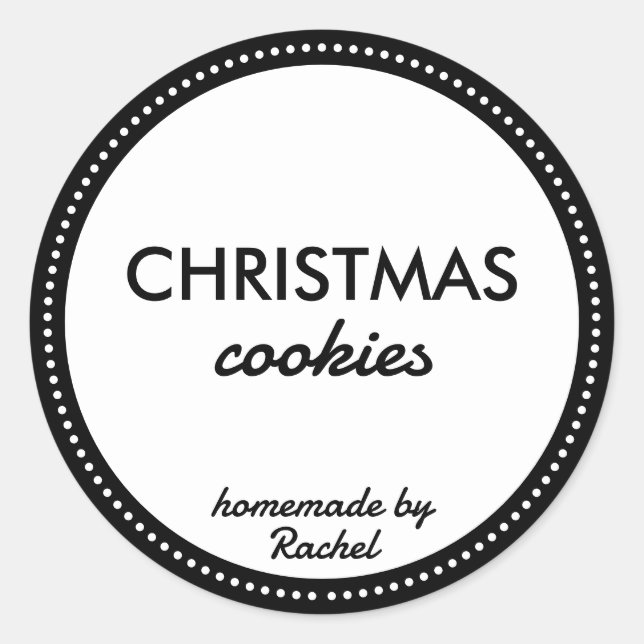 Simple Modern Black Homemade Christmas Cookies Classic Round Sticker (Front)