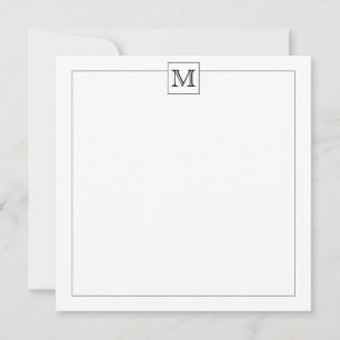 Simple Modern Black Initial Monogram Square border Card