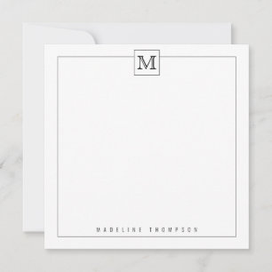 Simple Modern Black Initial Monogram Square border Card