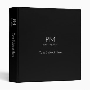 Simple modern black office binder with name