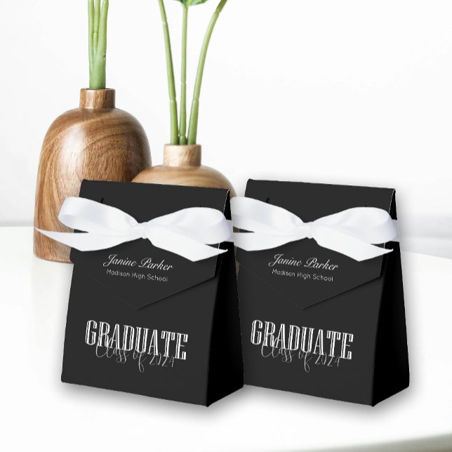 Simple Modern Black Photo Graduation Party Favor Box (Creator Uploaded)