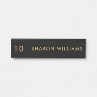 Simple Modern Black Professional Employee Name Door Sign