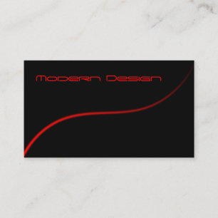 Simple Modern Black & Red Swoosh - Business Card