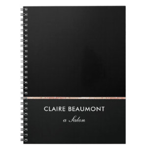 Simple Modern Black Rose Gold Sequin Notebook