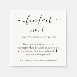 Simple Modern Black Script Fun Fact 1 Wedding Napkin