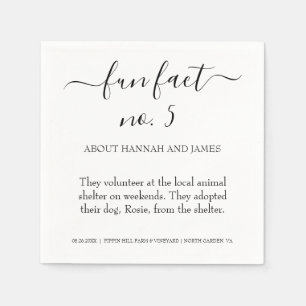 Simple Modern Black Script Fun Fact 5 Wedding Napkin