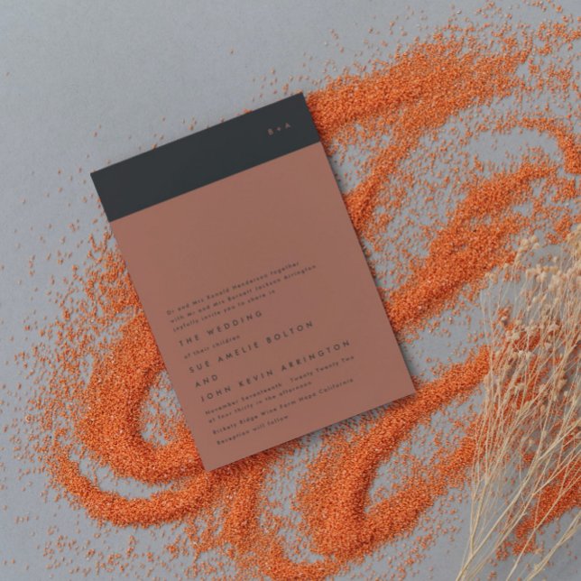 Simple Modern Black Stripe Monogram Wedding Invitation (Creator Uploaded)