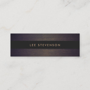 Simple Modern Black Stripes Elegant Wood Look Mini Business Card