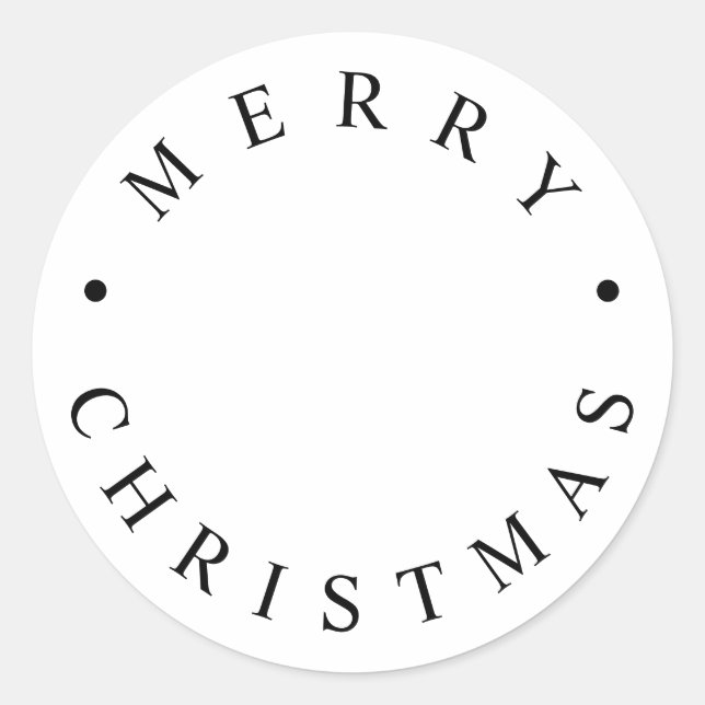 Simple Modern Black Typography Merry Christmas Classic Round Sticker (Front)
