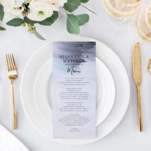 Simple Modern Black Watercolor Wedding Menu