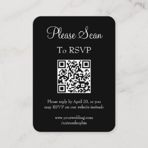 Simple Modern Black Wedding Scan QR Code Enclosure Card
