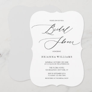 Simple Modern Black White Bridal Shower Invitation