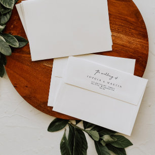 Simple Modern Black & White Calligraphy Wedding  Envelope