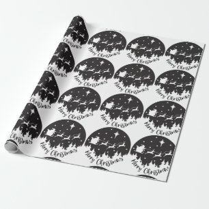 Simple Modern Black & White Christmas Wrapping Paper
