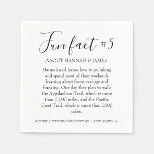 Simple Modern Black White Fun Fact 5 Wedding Napkin