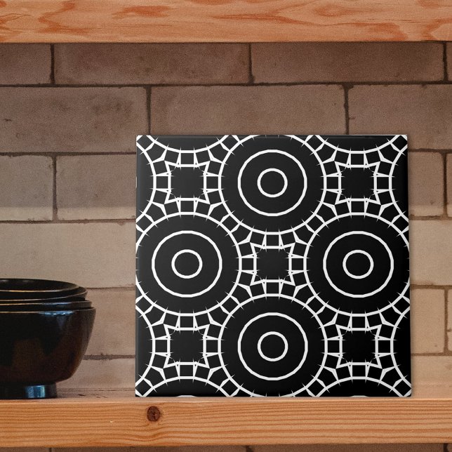 Simple Modern Black & White Geometric Pattern Tile (Creator Uploaded)