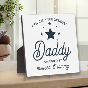 Simple Modern  Black White Greatest Dad Plaque