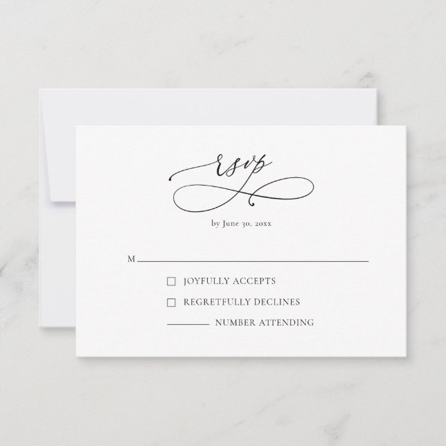 Simple Modern Black & White II RSVP Reply Card (Front)
