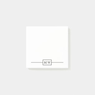Simple Modern Black White Initial Post-it Notes