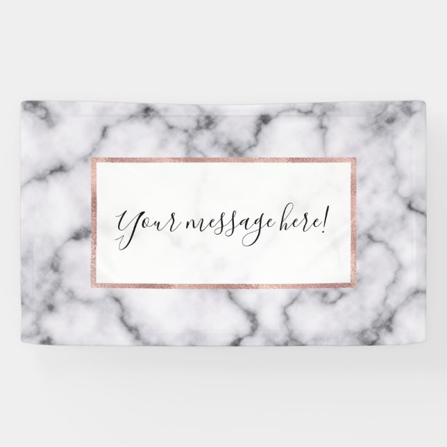 Simple Modern Black White Marble Stone Pattern Banner (Horizontal)