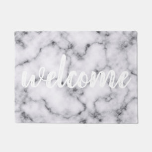 Simple Modern Black White Marble Stone Pattern Doormat
