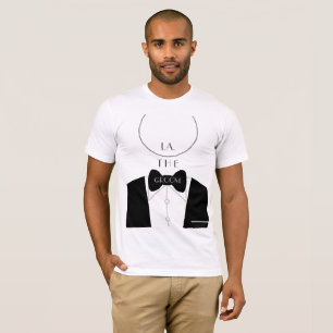 Simple Modern Black White Monogram Groom Bachelor T-Shirt