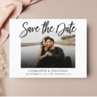 Simple Modern Black & White Photo Save The Date