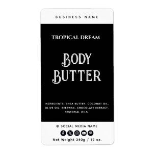 Simple modern black  white product label