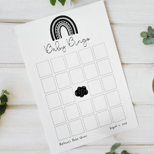 Simple Modern Black White Rainbow Baby ShowerBingo