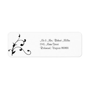 Simple Modern Black White Vine Avery Labels