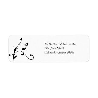 Simple Modern Black White Vine Labels