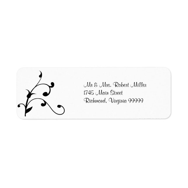 Simple Modern Black White Vine Labels (Front)