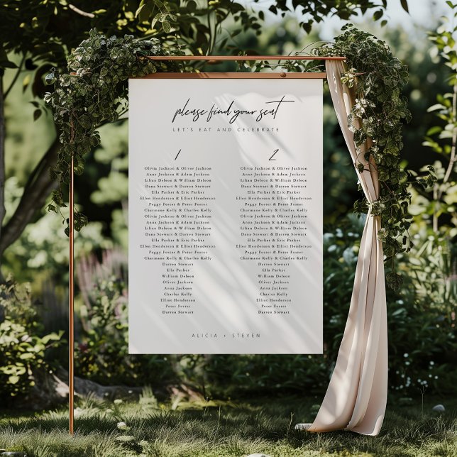 Simple Modern Black & White Wedding Seating Chart (Simple Modern Black & White Wedding Seating Chart)