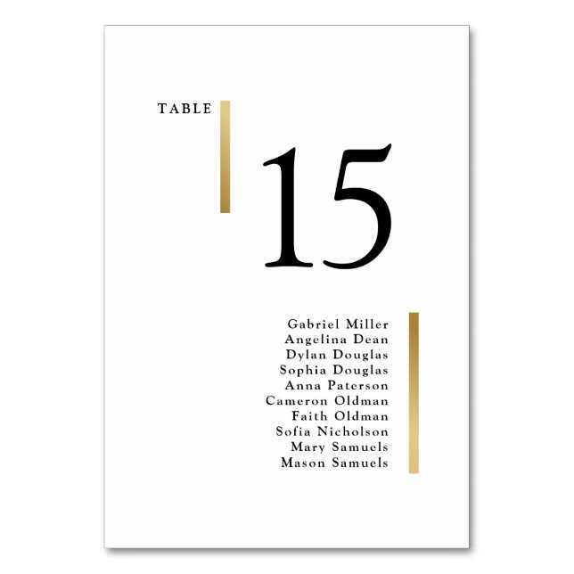 Simple modern Black white Wedding Table Number (Front)