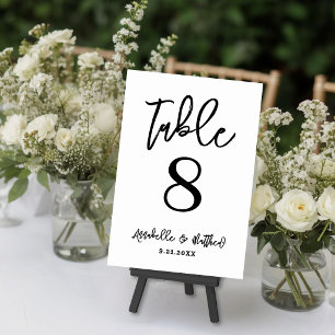 Simple Modern Black White Wedding Table Number