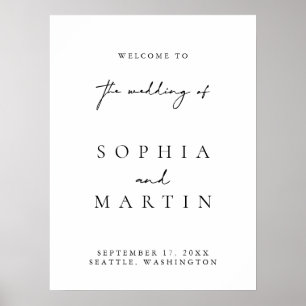 Simple Modern Black & White Wedding Welcome Sign