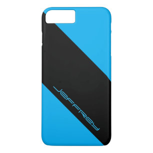 Simple Modern Blue/Black Stripe Personalized Name Case-Mate iPhone Case