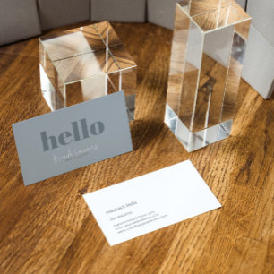 Simple Modern Blue Grey and White Reversible  Business Card
