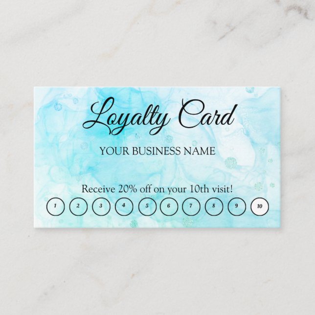 Simple Modern Blue Loyalty QR Code Business Card  (Front)