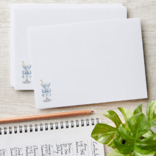 Simple Modern Blue Martini Boy Baby Shower Envelope