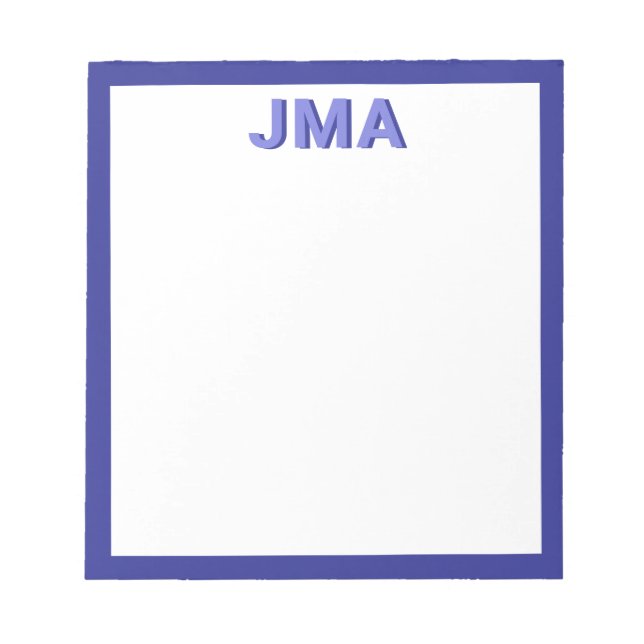 Simple Modern Blue Monogram Notepad (Front)