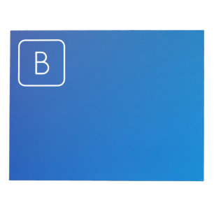 Simple Modern Blue Ombre Gradient & Monogram Notepad