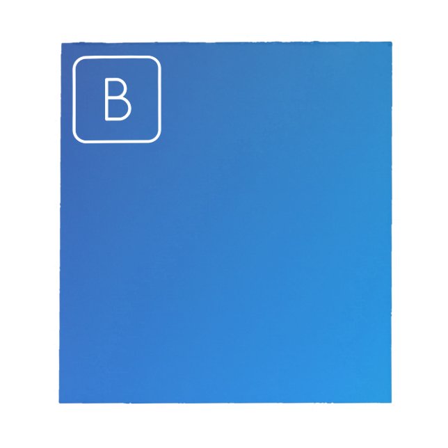 Simple Modern Blue Ombre Gradient & Monogram Notepad (Front)